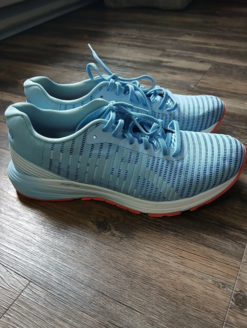 Asics Light Blue Athletic Running Shoes with Coral Accents Size 10